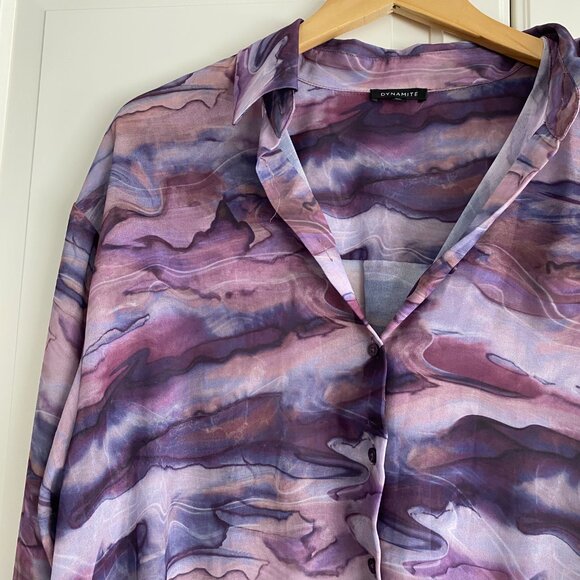 Dynamite Purple Patterned Blouse - Picture 2 of 4